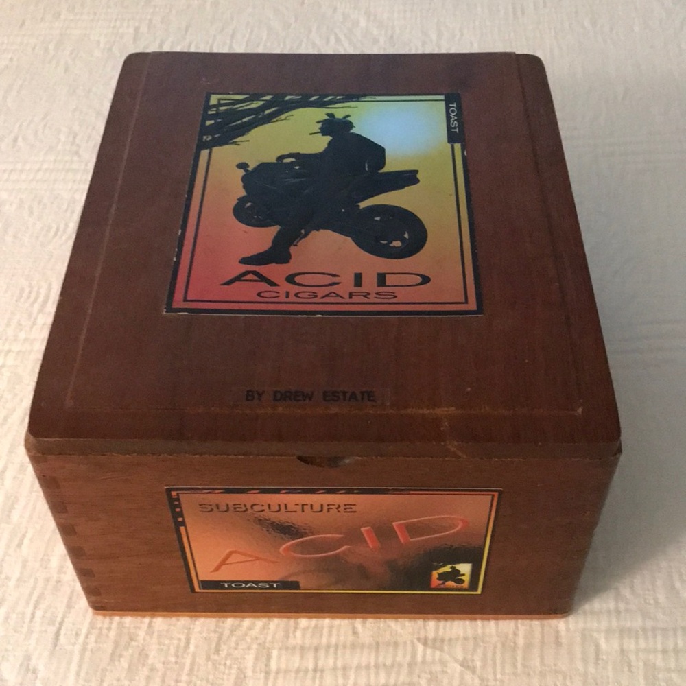 ACID Cigars Wooden Cigar Box with Motorcycle Label